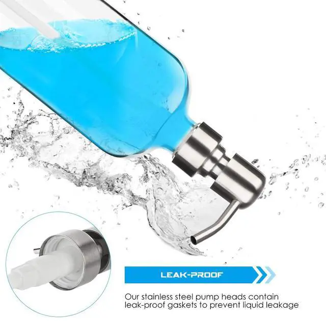 Alt view image 3 of 7 - Glass Soap Dispenser - Clear Dish Soap Dispenser for Kitchen, Refillable Liquid Hand SoapDispenser with Rust Proof Stainless Steel Pump for Bathroom, Countertop (17 Ounce/ 500 ML)