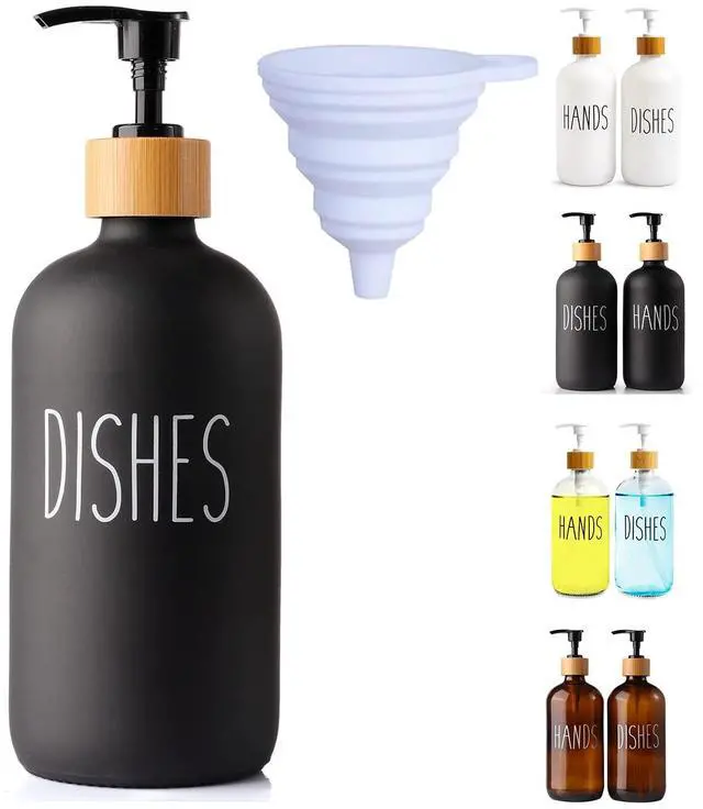 Main image of Black Glass Kitchen Soap Dispenser, Detergent Dispenser or Dish Soap Dispenser for Kitchen Sink, Black Soap Dispenser, Modern Farmhouse Decor Dish Soap Pump for Kitchen Organization