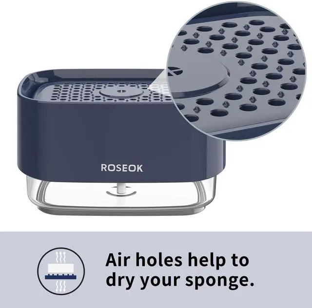 Alt view image 5 of 7 - Dish Soap Dispenser with Sponge Holder for Kitchen, Navy Blue