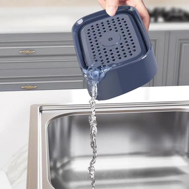 Alt view image 7 of 7 - Dish Soap Dispenser with Sponge Holder for Kitchen, Navy Blue