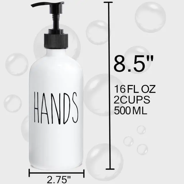 Alt view image 2 of 7 - Soap Dispenser Set 2 Pack, Contains Hand and Dish Soap Dispenser, Perfect for Black and White Kitchen Decor. (Black & White)