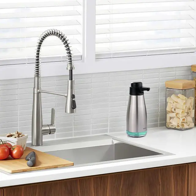 Alt view image 5 of 7 - 15oz Liquid Soap Dispenser for Dish and Hand Soap Stainless Finish
