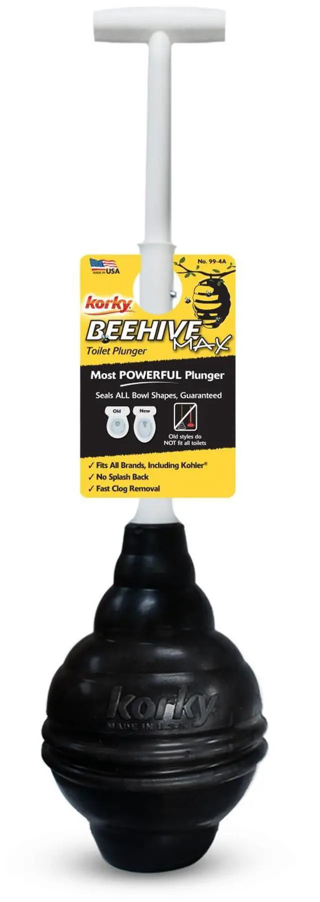 Main image of BeehiveMAX Heavy Duty Toilet Plunger - Seals All Bowl Shapes Powerful Clog Removal