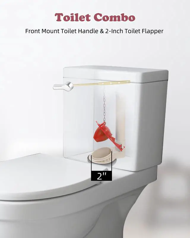 Alt view image 2 of 7 - Universal Metal Front Mount Toilet Handle with 2'' Toilet Flapper
