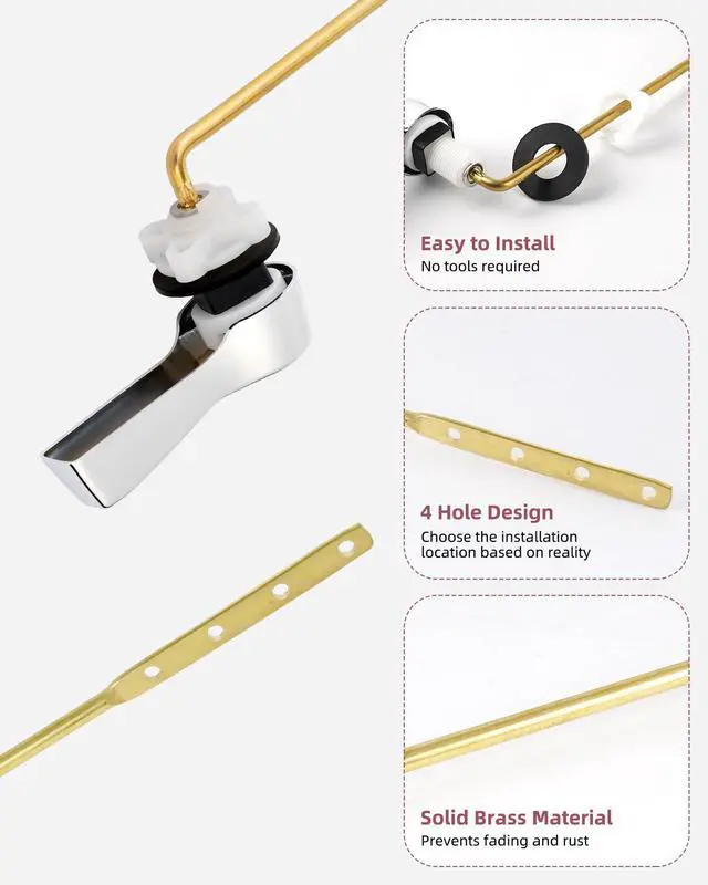 Alt view image 5 of 7 - Universal Metal Front Mount Toilet Handle with 2'' Toilet Flapper
