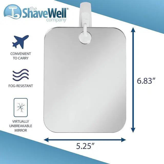 Alt view image 3 of 7 - Deluxe Anti-Fog Shaving Mirror with Removable Adhesive Hook