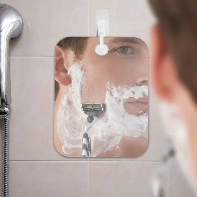 Alt view image 5 of 7 - Deluxe Anti-Fog Shaving Mirror with Removable Adhesive Hook
