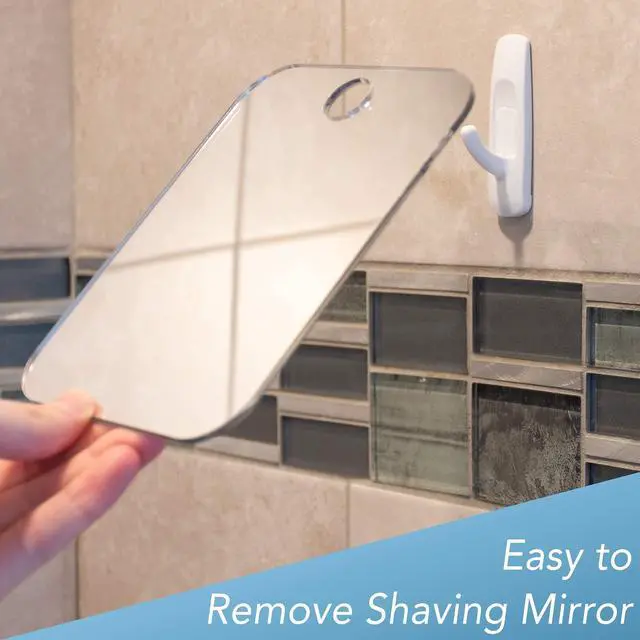 Alt view image 6 of 7 - Deluxe Anti-Fog Shaving Mirror with Removable Adhesive Hook