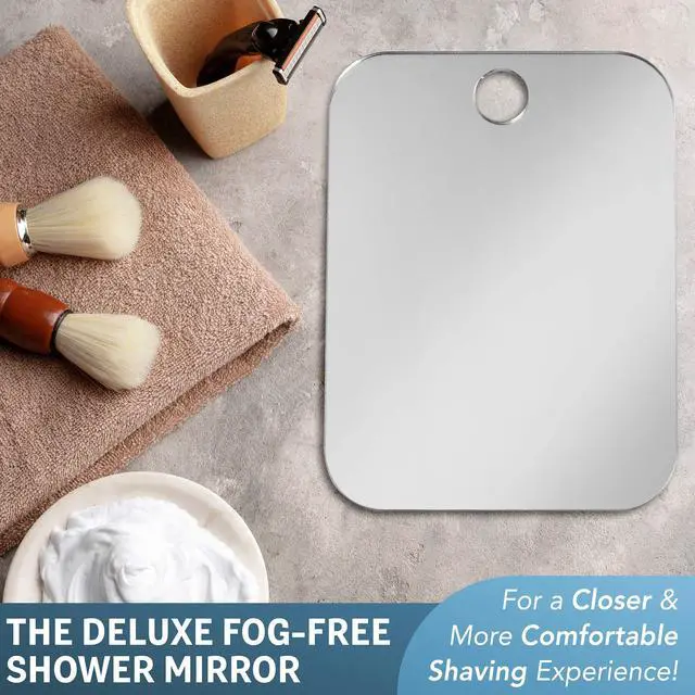 Alt view image 4 of 7 - Deluxe Anti-Fog Shaving Mirror with Removable Adhesive Hook