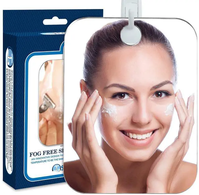 Alt view image 2 of 7 - Deluxe Anti-Fog Shaving Mirror with Removable Adhesive Hook