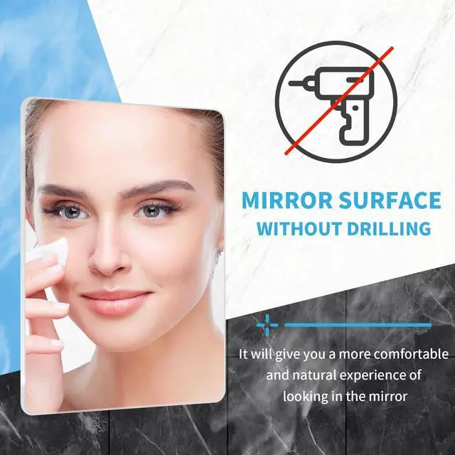 Alt view image 2 of 7 - Shower Mirror Fogless Shaving with Razor Holder for Shower, Anti Fog Shower Mirror & includes 2 Razor Hooks & 2 Mirror Hooks, Easy Install & Unbreakable, Mirror for Shower Wall(Small 6.8x5.2in)