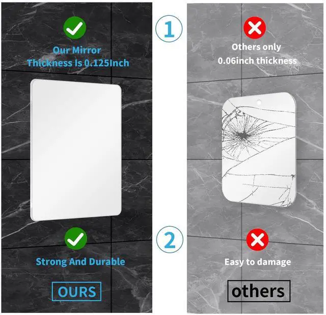 Alt view image 6 of 7 - Shower Mirror Fogless Shaving with Razor Holder for Shower, Anti Fog Shower Mirror & includes 2 Razor Hooks & 2 Mirror Hooks, Easy Install & Unbreakable, Mirror for Shower Wall(Small 6.8x5.2in)