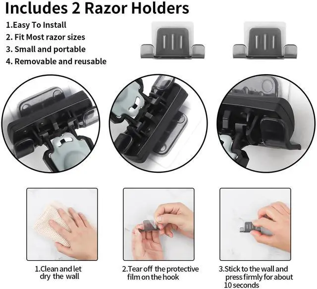 Alt view image 5 of 7 - Shower Mirror Fogless Shaving with Razor Holder for Shower, Anti Fog Shower Mirror & includes 2 Razor Hooks & 2 Mirror Hooks, Easy Install & Unbreakable, Mirror for Shower Wall(Small 6.8x5.2in)