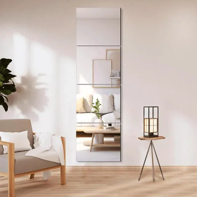 Alt view image 2 of 7 - Glass Full Length Wall Mirror Tiles, 14'' x 12'' 4PCS