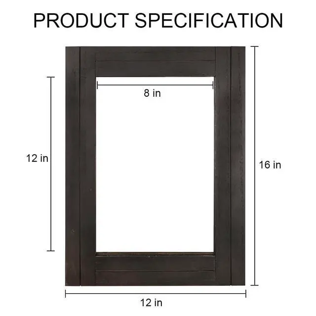 Alt view image 4 of 7 - Rectangle Wall Mirror for Bathroom, Distressed White Wood Decor with Hanging Rope for Rustic Home Decor, Vanity, Living Room 12"×16"Black