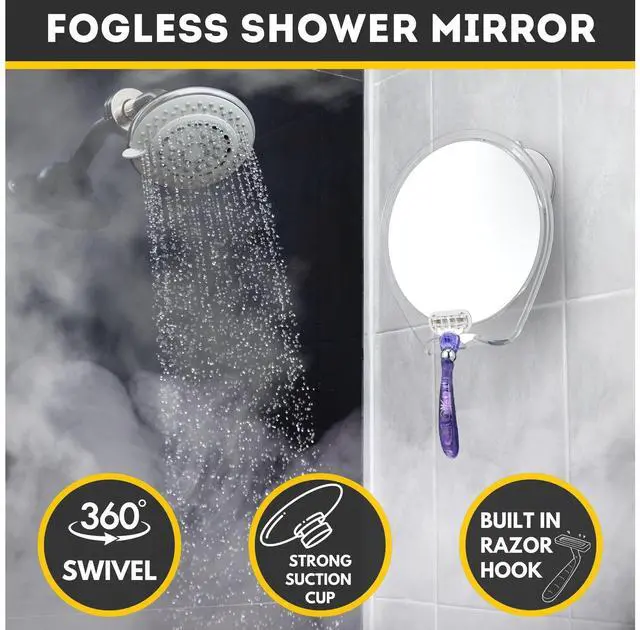 Alt view image 2 of 7 - Fogless Shower Mirror for Shaving with Suction Mount, White