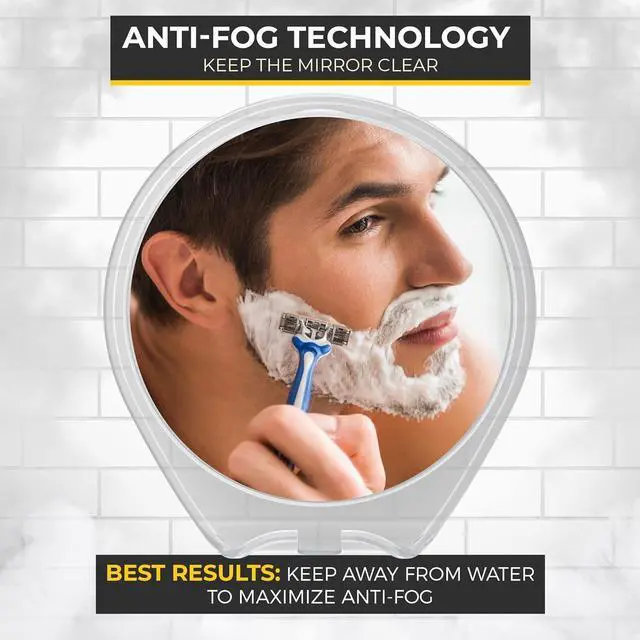 Alt view image 3 of 7 - Fogless Shower Mirror for Shaving with Suction Mount, White