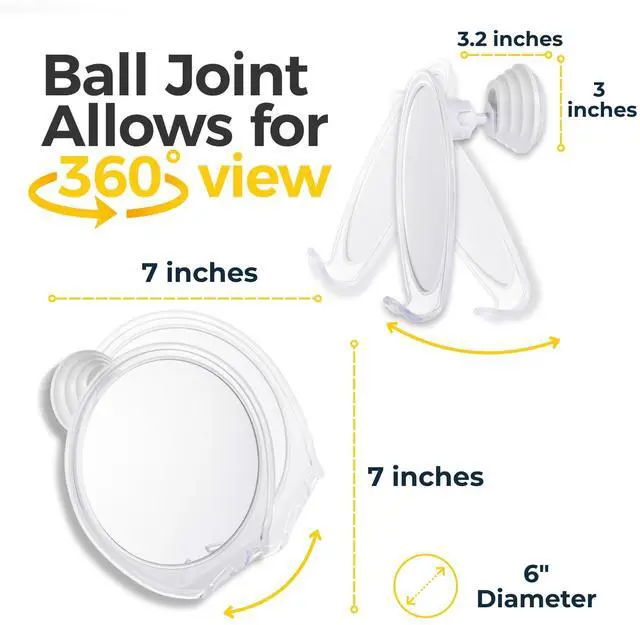 Alt view image 5 of 7 - Fogless Shower Mirror for Shaving with Suction Mount, White