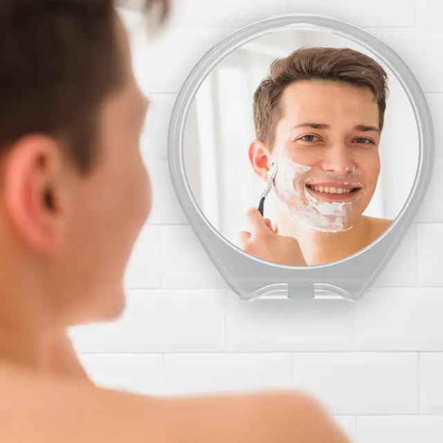 Alt view image 6 of 7 - Fogless Shower Mirror for Shaving with Suction Mount, White