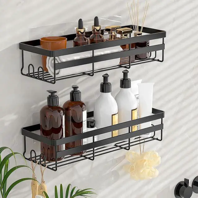 Alt view image 7 of 7 - Shower Caddies 2 Pack - Adhesive Hanging Shower Shelf - Bathroom Organizers and Storage, No Drilling Stainless Shower Shelves for Home Decor, Bathroom Accessories