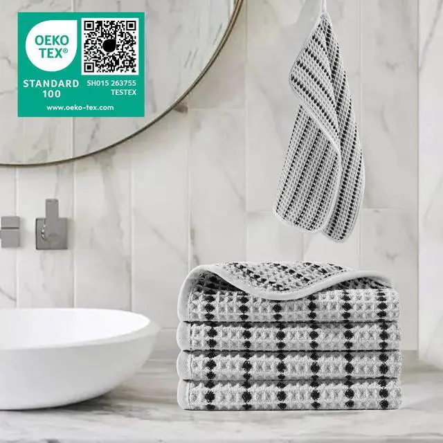 Alt view image 2 of 7 - 430 GSM Poly Blend Microfiber Waffle Wash Cloth Face Towel, 13x13 in