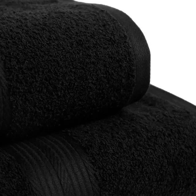 Alt view image 4 of 5 - 6-Piece Highly Absorbent Fade-Resistant Towel Set, 100% Cotton Towels for Bathroom, Soft, 2 Bath Towels, 2 Hand Towels, 2 Washcloths, Black