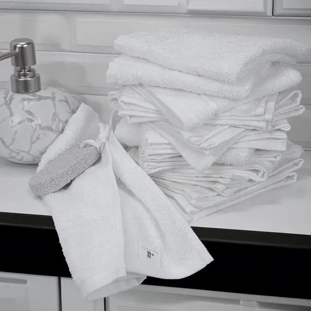 Alt view image 5 of 7 - 12 Piece Washcloths Set, 12x12 Inches, White