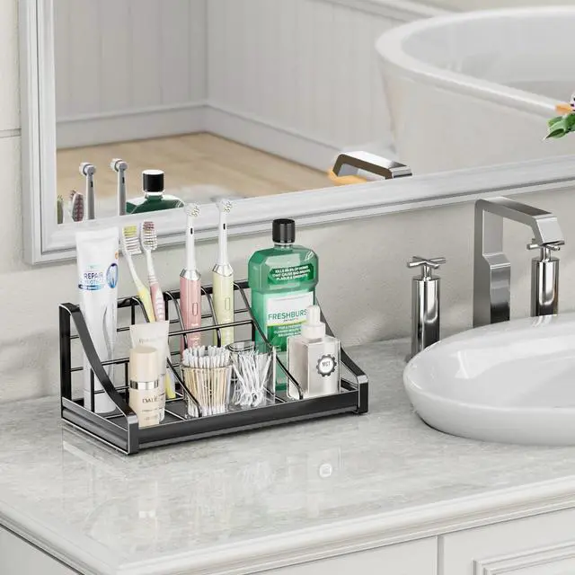 Alt view image 3 of 7 - Toothbrush Holder for Bathroom Countertop - 7 Slots 1 Min Drying Organizer