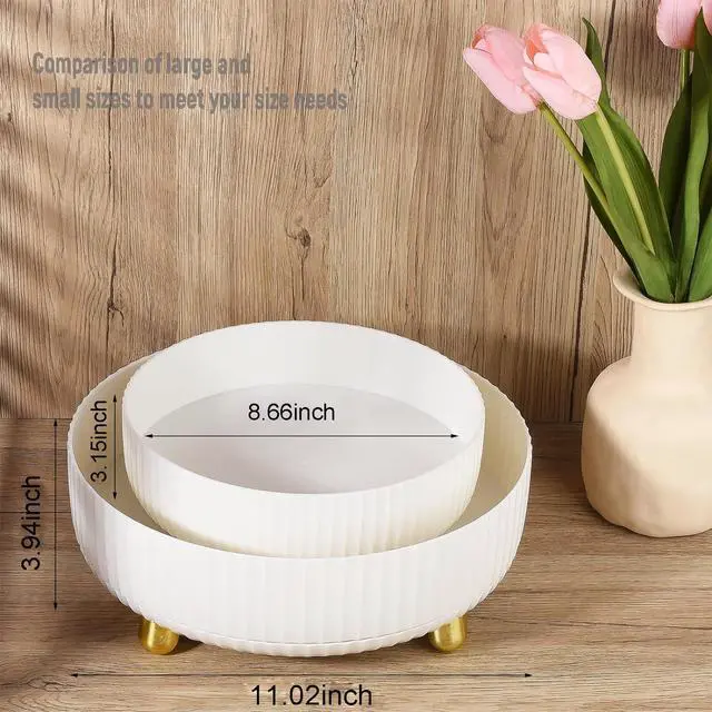 Alt view image 6 of 6 - 360 Rotating Makeup Perfume Organizer Skincare Tray, Small Ivory White