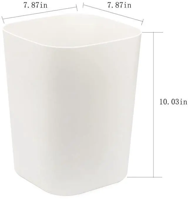 Alt view image 2 of 7 - 2 Gallon Small Trash Can Garbage Can Wastebasket for Bathroom Bedroom Kitchen Office (White, 2 Pack)