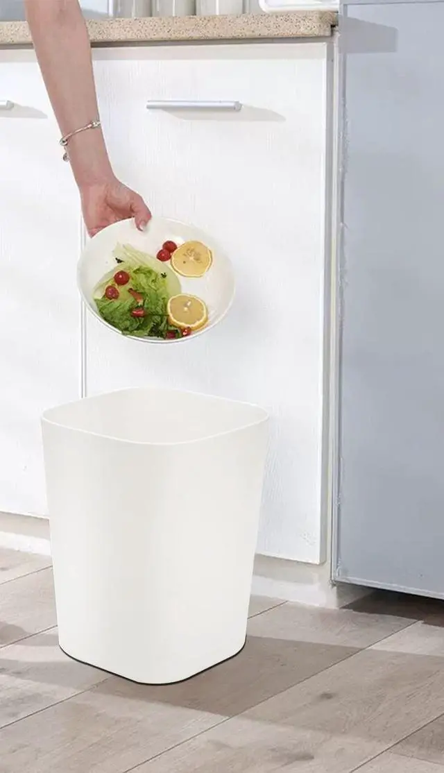 Alt view image 3 of 7 - 2 Gallon Small Trash Can Garbage Can Wastebasket for Bathroom Bedroom Kitchen Office (White, 2 Pack)