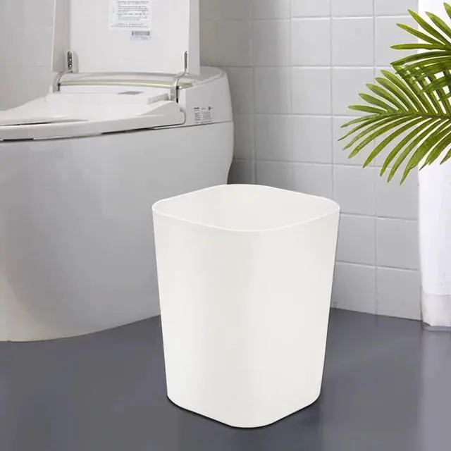 Alt view image 4 of 7 - 2 Gallon Small Trash Can Garbage Can Wastebasket for Bathroom Bedroom Kitchen Office (White, 2 Pack)
