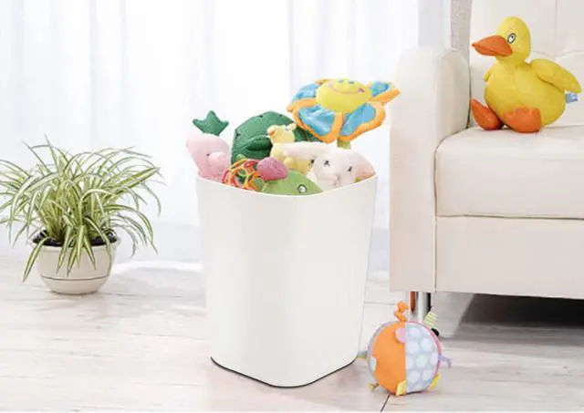 Alt view image 5 of 7 - 2 Gallon Small Trash Can Garbage Can Wastebasket for Bathroom Bedroom Kitchen Office (White, 2 Pack)