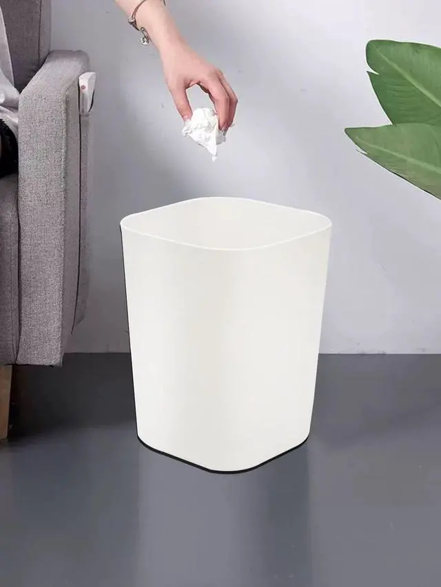 Alt view image 6 of 7 - 2 Gallon Small Trash Can Garbage Can Wastebasket for Bathroom Bedroom Kitchen Office (White, 2 Pack)