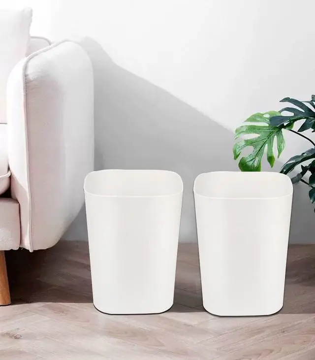 Alt view image 7 of 7 - 2 Gallon Small Trash Can Garbage Can Wastebasket for Bathroom Bedroom Kitchen Office (White, 2 Pack)
