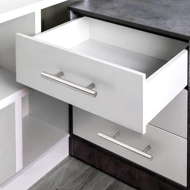 Alt view image 2 of 7 - (30 Pack 3 Inch Hole Centers Kitchen Cabinet Handles Euro T Bar Cabinet Pulls Stainless Steel Kitchen Drawer Handles Brushed Nickel Furniture Dresser Cabinet Hardware, 5 Inch Total Length