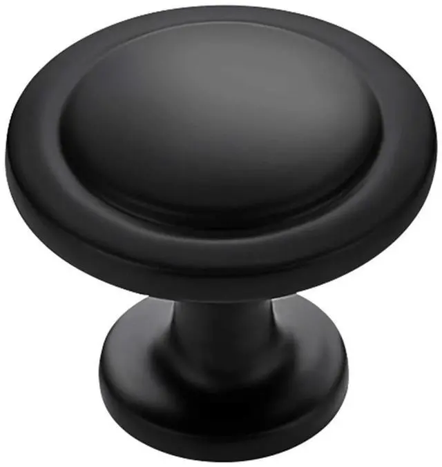 Main image of Matte Black Round Cabinet Knobs,Zinc Pulls,1-1/4 Inch,10 Pack