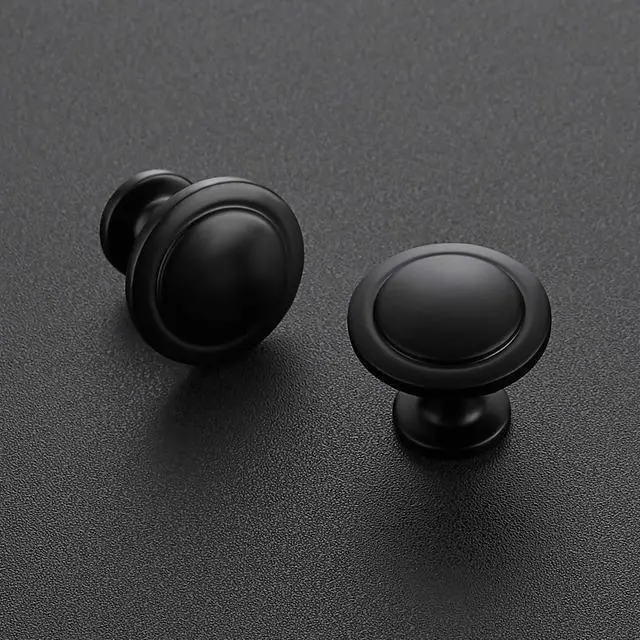 Alt view image 2 of 6 - Matte Black Round Cabinet Knobs,Zinc Pulls,1-1/4 Inch,10 Pack