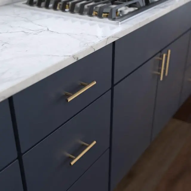 Alt view image 2 of 7 - (10-Pack) Champagne Bronze Cabinet Handles, 3 Inch Hole Center, Modern Pulls for Drawers, Kitchen Cabinet Door, Dressers | Solid Bar