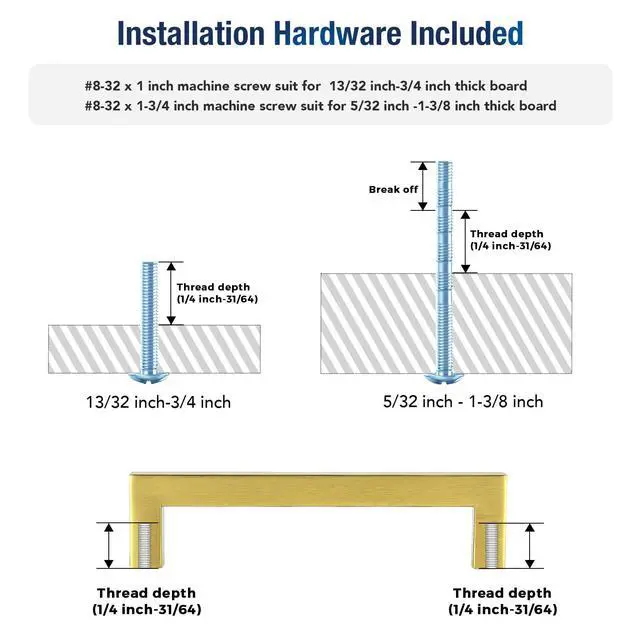 Alt view image 3 of 7 - Gold Cabinet Handles Square Cabinet Pulls, 5 Inch CC, 10 Pack