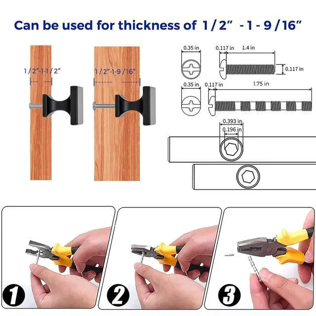 Alt view image 4 of 7 - Cabinet Knobs Matte Black Square Knobs for Cabinets and Drawers Cabinet Hardware Kitchen Cabinet Knobs 10 Pack