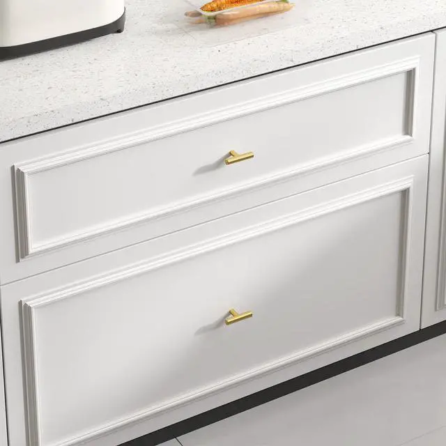Alt view image 4 of 7 - 10 Pack Gold Cabinet Knobs Brushed Brass Drawer Knobs Gold Dresser Hardware - LS201GD Single Hole Handles for Kitchen Cupboard Doors Closet Hardware 2in Overall Length