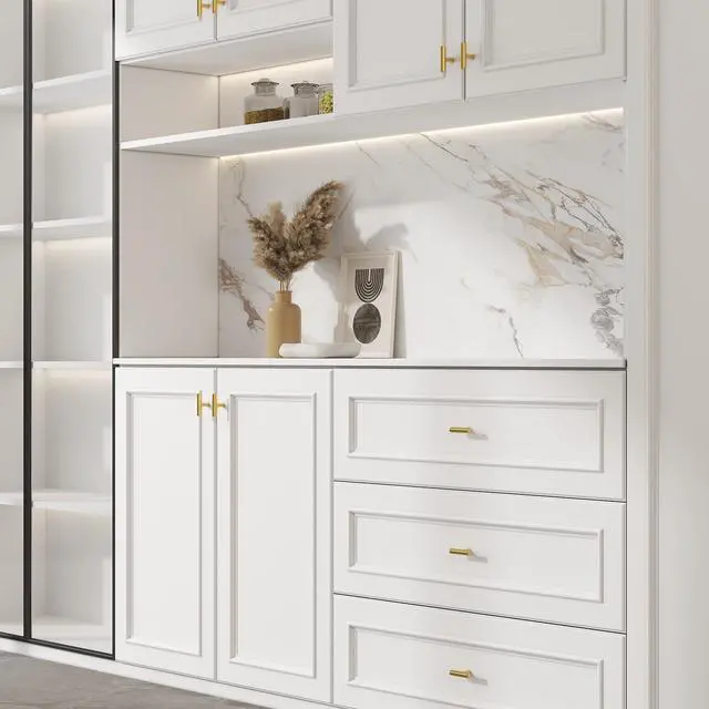 Alt view image 5 of 7 - 10 Pack Gold Cabinet Knobs Brushed Brass Drawer Knobs Gold Dresser Hardware - LS201GD Single Hole Handles for Kitchen Cupboard Doors Closet Hardware 2in Overall Length
