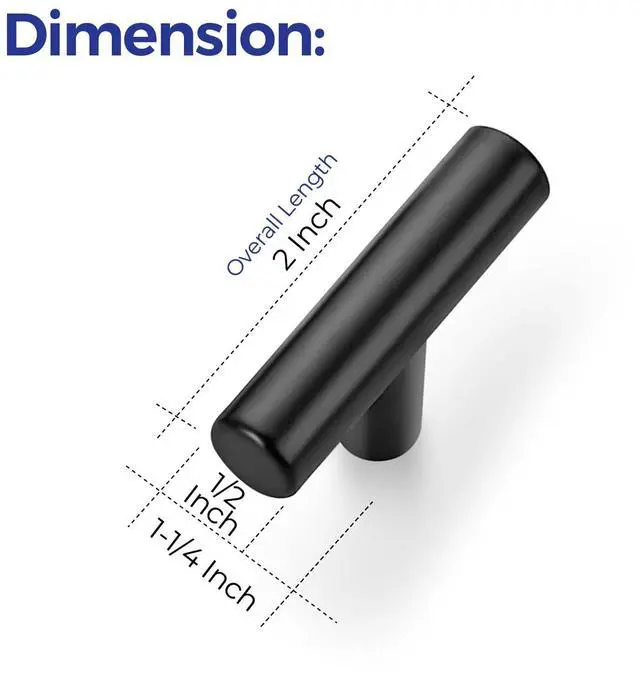 Alt view image 3 of 7 - Matte Black Cabinet Pulls Cabinet Handles Single Hole 10 Pack