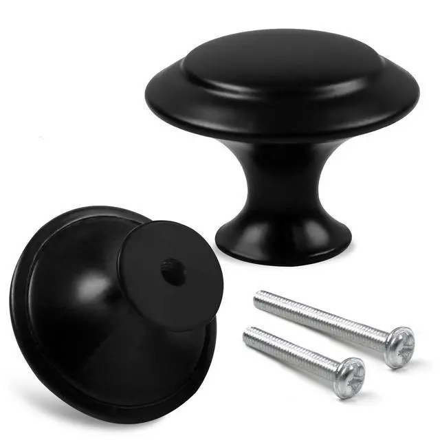 Alt view image 4 of 7 - 18 Piece Drawer Hardware - Black 30mm Cabinet Knobs & Pulls for Dressers & Kitchens with Screw
