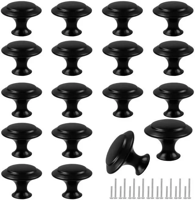 Main image of 18 Piece Drawer Hardware - Black 30mm Cabinet Knobs & Pulls for Dressers & Kitchens with Screw