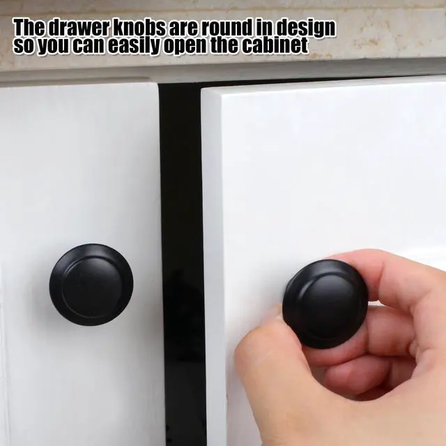 Alt view image 5 of 7 - 18 Piece Drawer Hardware - Black 30mm Cabinet Knobs & Pulls for Dressers & Kitchens with Screw