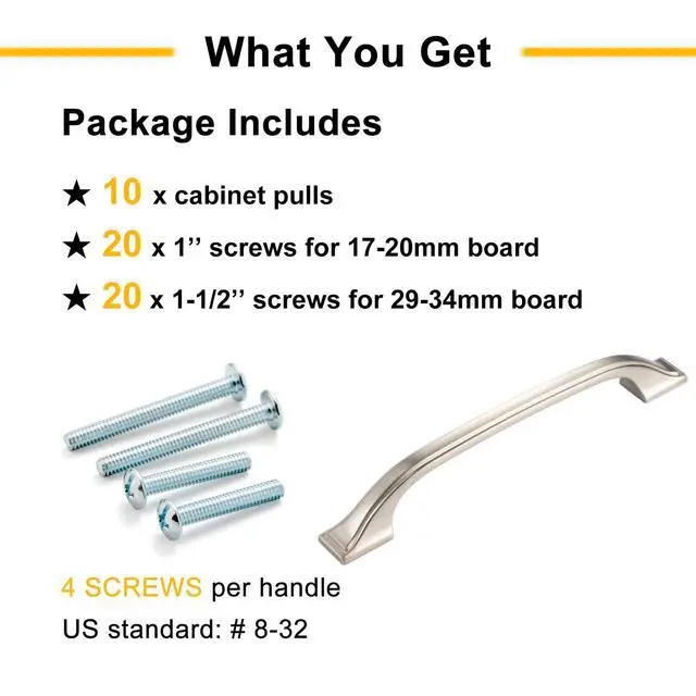 Alt view image 5 of 7 - Brushed Nickel Cabinet Pulls 3 Inch Silver Drawer Pull 10 Pack 8222