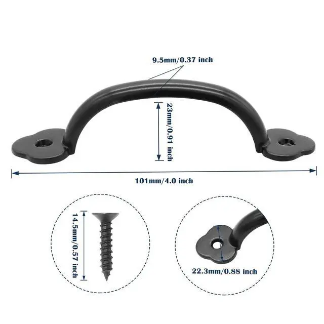 Alt view image 2 of 7 - 12 Pcs Barn Door Handles, 3.2 in Hole Center Gate Handle, Black