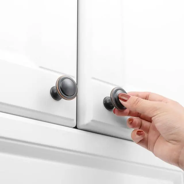 Alt view image 3 of 7 - 10 Pack Oil Rubbed Bronze Cabinet Knobs Pull Round Single Hole 1960